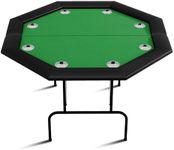 GarveeLife Octagon Poker Table with 8 Stainless Steel Cup Holders, Casino Leisure Table for 8 Players, Blackjack Gaming Table with Water-Resistant Cushioned Rail