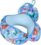 SKYTRAX® Certified Kids Safe Memory Foam Travel Neck Pillow for Kids and Toddlers, Cute Cartoon Design, Car Seat & Airplane Head Neck Support, Adjustable Snap Button, Washable Soft Cover (Butterfly)