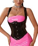 Alivila.Y Fashion Corset Womens Faux Leather Steampunk Corsets Victorian Bustier Top, Black Pvc, XS