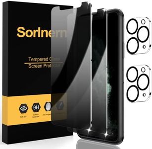 sorlnern 2+2 Pack for Privacy Screen Protector for iPhone 11 Pro 5.8 Inch + Camera Lens Protector for iPhone 11 Pro, Anti Spy Private Tempered Glass Film, Case Friendly