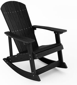 YEFU Outdoor Rocking Chair,Adirondack Rocking Chair,Patio Rocker Chair with Wide Back,Oversized Rocker Chair Look Like Real Wood, for Lawn, Porch, Backyard, Indoor and Garden(Black)