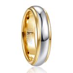 NUNCAD Mens Womens Tungsten Carbide Ring 6mm Silver Gold Polished Finish Wedding Engagement Band Comfort Fit Size W(65mm)