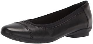 Clarks womens Sara Bay Ballet Flat, Black Leat, 7.5 US