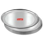 Parage 6 Pieces Stainless Steel 12 inch Raj Bhog Plate Set/Dinner Set/Thali Set/Kitchenware for Home & Restaurants/Family Use, Silver