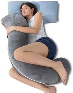 QUEEN ROSE Body Pillow for Side Sleepers, Soft Comfort S Shaped Hug Pillow for Adults, Full Body Support, Velvet Grey