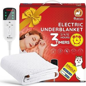 Mia&Coco Electric Heated Blanket Single, Heated Underblanket with 12hour Timers and 3 Heat Settings, LED Display, Overheat Protection Throw, Easy Fit Shoulder Straps, Machine Washable (150 x 80cm)