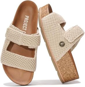 Project Cloud 100% Genuine Leather Platform Sandals Women Footwear-Beach Essentials Summer Wedges with Plush and Soft Insole-Non Slip&Lightweight Wedge Sandals For Women 2026 (Prime,NATCRO,10.5)
