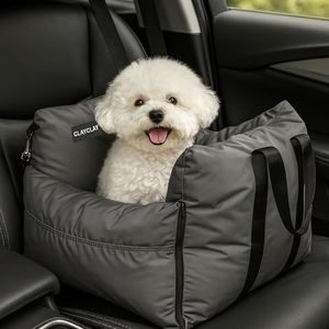 Dog Car Seat for Small Dogs - Soft Booster Seat with Safety Strap, Waterproof & Washable Pet Travel Carrier Bed, Portable Puppy Carseat with Storage for Car Travel Comfort