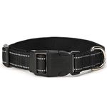 WOOFLIX Reflective Dog Collar For Training And Walks|Adjustable Nylon Training Collar With Tactical Buckle And D-Ring For Medium And Large Dogs|Reflective Dog Collar (Large, Black) - 13 X 30 Cm