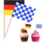 Blulu 100 Pieces Oktoberfest Picks Party Accessory, Disposable Bavarian Flag Cupcake Topper Decoration Oktoberfest Theme Party Cupcake Toothpick Oktoberfest Flags Picks Cake Toppers Decorations