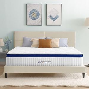 California King Mattress, Zeelovtress 12 Inch Cal King Size Mattress, Cool Gel Memory Foam Double Hybrid Mattress with Pocket Springs, Medium Firm Mattress in a Box, Motion Isolation, Pressure Relief