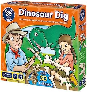 Orchard Toys Dinosaur Dig Game - Matching and Memory Board Games for 4 Year Olds - Educational Dinosaur Toys for Boys and Girls - Build a 3D Dino - For Kids Age 4-8 - 2-4 Players