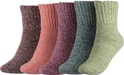 BenSorts Thick Boots Socks for Women Warm Cozy Crew Booties Socks for Female Darkgreen Green Pink Rose Red 5 Pairs Pack