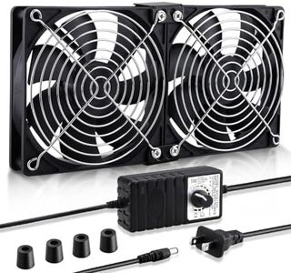 Wathai Big Airflow 2 x 120mm 240mm Computer Fan with AC Plug Cabinet Fan 110V 240V AC Power Supply, Speed Controller 3V to 12V, for Mining Machine Chassis Server Workstation Cooling