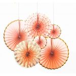 Rozi Decoration Paper Fan Rose Gold for Birthday, Anniversary Xmas New Year Party Theme Decor Pack of 6 Piece