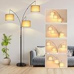 OUTON Arc Floor Lamp, 80'' Multi Head Tall Standing Lamp with 4-Way Switch, Adjustable 3 Lights Tree Floor Lamp, Modern Arched Reading Lamp for Living Room Bedroom, Office, 3 LED Bulbs Included