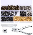 360PCS Leather Rivets, 3 Sizes Metal Double Cap Tubular Rivets, with Leather Hole Punch Pliers and Fixing Tool Kit, for DIY Leather Craft Repairs Decoration (Gold/Silver/Bronze/Black)