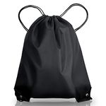 AKHTART Drawstring Bags, Unisex Swimming Bag, Large PE Bag, Sports Backpack, Waterproof Gym Sack - Suitable for School/Beach/Holidays/Travel/Swimming and Various Activities (Black)