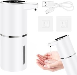 Dispensador de jabón automático de 380 ml, fijación a la pared con sensor infrarrojo, fijación a la pared, sin necesidad de taladrar, carga USB IPX5, resistente al agua para baño, cocina, oficina