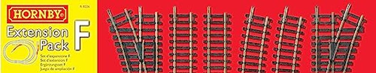 Hornby R8226 OO Gauge Track Extension Pack F - Extra Track Pieces for Model Railway Sets, Model Train Track Pieces, Includes - Straights, Curves, LH Point, RH Point & Buffer Stop - Scale 1:76