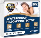 Waterproof Pillow Protector King (2-Pack) - Zippered, Hypoallergenic, Dust Mite & Bed Bug Proof, Allergy Pillow Covers
