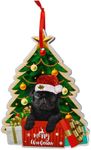 Black Pug Dog Ornaments Christmas Tree, Black Pug Xmas Tree Aluminum Ornament (NOT 3D), Christmas Decoration 2023 for Pug Lovers, Dog Mom, Dog Dad, Pet Lovers