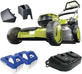 Sun Joe 24V-X2-21LMSP 48-Volt iON+ Cordless Self Propelled Lawn Mower Kit, w/ 2 x 4.0-Ah Batteries, Dual Port Charger, and Collection Bag, 21-Inch, 7-Position