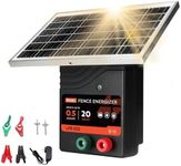 20 Miles Solar Electric Fence Charger, 0.5 Joule Portable Solar Fence Charger, Solar Electric Fence Kit, with 10W Solar Panel for Livestock, Preventing Predators from Intruding