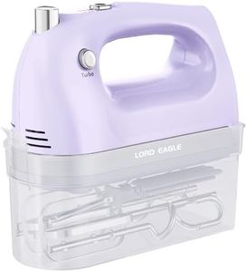 Lord Eagle Hand Mixer Electric Handheld 400W, 5-Speed Lightweight Kitchen Mixer with Storage Case, 5 Stainless Steel Attachments for Baking Cake Egg Cream Food Beater, Turbo+Eject Button, Purple