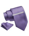 Axlon Purple Dotted Tie For Men – Formal Ties Set With Pocket Square & Tie Pin Clip For Mens, Silk Neckties Gift Sets For Men’s (AXNW52)