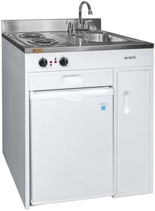 Avanti CK3016 Energy Star Certified Full Compact Kitchen, Built in Kitchenette Stainless Steel Counter, Two Element Cooking Range, Refrigerator & Storage, 30-Inch, White