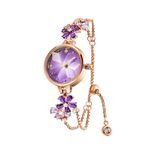 SURVAN WatchDesigner Women's Watch Movement Quart Ladies Bracelet Wrist Watch Round Dial Brass Strap with Diamonds Women Watch(Purple Color)