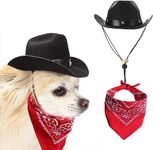 Dog Cowboy Hat and Bandana Scarf Dog Cat Puppy Hat Dog Cat Costume Cosplay Cap, 1Pc Pet Dog Cowboy Hat Cosplay Cap Puppy Pet Dog Hat,Cat Dog Pet Cowboy Hat and Bandana Scarf West Cowboy Hat,Black