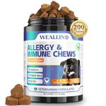 WEALLIN Itch & Allergy Immunity Treats for Dogs, 200 Count Itchy Dog Skin Relief Anti-itch Chews for Skin, Coat, Paws, Seasonal Allergy Relief, Stops Itching & Licking, Hot Spot Relief, Chicken Flavor