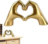 Heart Hands Statue, Resin Gold Scul