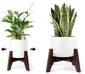 Seanmi Plant Stands for Indoor Plants, Bamboo Plant Stand, Mid Century Plant Holder, Adjustable Width, Fits 8 9 10 11 12 inches Pots - Dark Brown (Planter Stand Only)