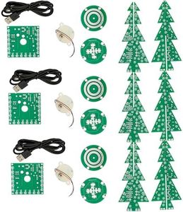AZDelivery Lot de 3 kits de bricolage pour sapin de Noël à LED : kit électronique de sapin de Noël à souder – Kit de soudure pour un sapin de Noël rotatif avec LED et port USB