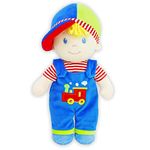 June Garden Soft Dolly Ben - Stuffed Soft Baby Boy Doll for Birth and Up - Blue Outfit