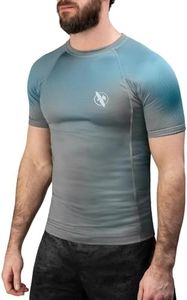 Hayabusa Fusion Short Sleeve Rash Guard - Grey/Aqua, Large