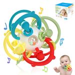 Orzbow Rattle & Sensory Teething Toys for Baby, Montessori Teethers Toys for Babies 3-12 Months, Infant Teething Relief Chew Toys, Stimulating Little Minds & Hands with Educational Toys for Toddlers