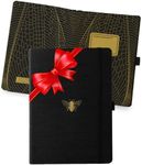 Dingbats* - Pro B5 Dotted Large Notebook - Black Textile Cover, Thread-Bound Journal - for Work, Travel -Pocket, Elastic Closure, Pen Holder, Bookmark