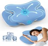 JINXIA Cervical Neck Pillows for Neck and Shoulder, Odorless Memory Foam Pillow with Cooling Silk Case, Orthopedic Neck Support Pillows for Side, Back & Stomach Sleepers-Blue to White