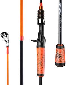 One Bass Fishing Pole 24 Ton Carbon Fiber Casting and Spinning Rods - Two Pieces, SuperPolymer Handle Fishing Rod for Bass Fishing -Orange-Cast-6'0"