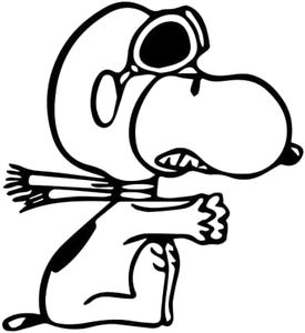 Gesar Adesivo Snoopy Pilota - Snoopy Pilota - Adesivo per per auto e moto - Adesivo per cameretta - Adatto a tutti i modelli di mac - Fantasia Divertente - Dimensioni 9 x 10 cm (Nero)