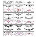 28 Sheets sexy Temporary Tattoos Stickers Abdomen Waist Waterproof Tattoo Stickers Women Ideal Bachelorette Party Tattoos for Women and Girls Temporary Fake Body Tattoos