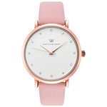 WRISTOLOGY Olivia Womens Watch with Crystal Face in Rose Gold Boyfriend Style Ladies Pink Leather Strap Band, Rose Gold / Pink, Olivia