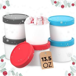 StarPack Ice Cream Containers for Homemade Ice Cream (6 Pcs) - Reusable Ice Cream Containers With Lids - No Leak & Frost Ice Cream Storage Containers For Freezer - 13.5oz per Ice Cream Container