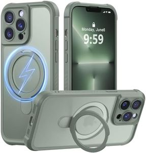 MOCCA Design for iPhone 13 Pro Case with Magnetic Invisible Stand [Full Camera Protection] [Compatible with Magsafe] Military Drop Shockproof Translucent Matte Phone Case Cover 6.1",Calke Green