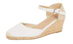 Lora Dora Womens Hessian Wedge Sandals White with Memory Foam 6 UK