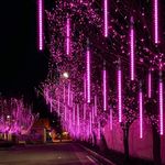 Meteor Shower Rain Lights LED Christmas Falling Rain Lights 11.8 inch 8 Tubes 200 LEDs Waterproof Drop Icicle Snow Falling Raindrop Cascading Lights for Party Wedding Garden Christmas